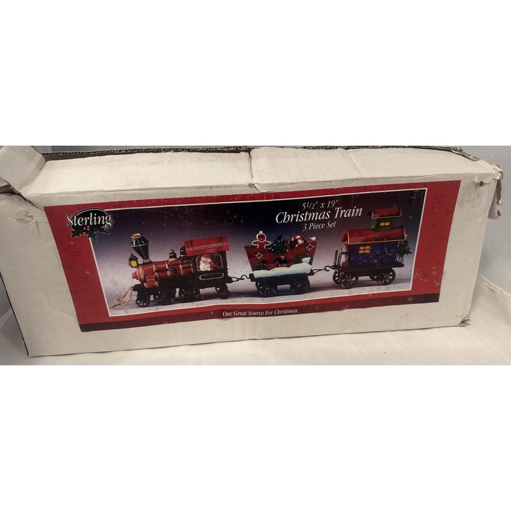 Sterling 3 Piece Resin  Santa, Snowman and Tree Christmas Train‎ Set.